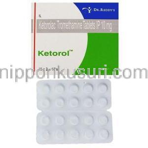 ケトロラクトロメタミン  （トラドール ジェネリック）, ケトロール Ketorol 10mg  錠 (Dr.Reddy's)