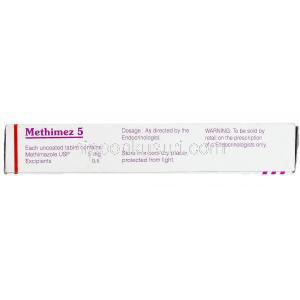 メチメズ Methimez, タパゾール  ジェネリック,  メチマゾール 5mg, 錠, 箱側面