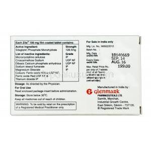 ジータ，ジャヌビアジェネリック，シタグリプチン　100mg　 製造元：Glenmark