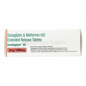 コンビグライゼ XR サクサグリプチン 5mg / メトホルミン徐放性剤 1000mg 箱　成分情報