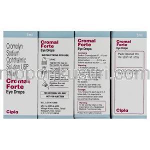 クロマル フォルテ 点眼薬, クロモグリク酸ナトリウム／塩化ベンザル配合, 4% 5 ml 点眼薬 (Cipla)