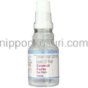 クロマル フォルテ 点眼薬, クロモグリク酸ナトリウム／塩化ベンザル配合, 4% 5 ml 点眼薬 (Cipla)