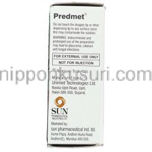 プレドニゾロン酢酸エステル, Predmet, 1% 10 ml 点眼液 (Sun Pharma) 製造者情報