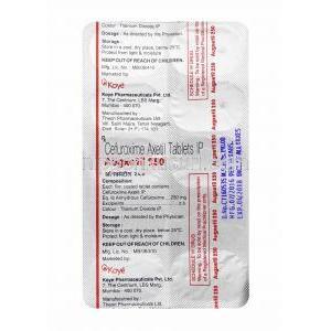 オーグセチル (セフロキシム) 250mg 錠剤裏面