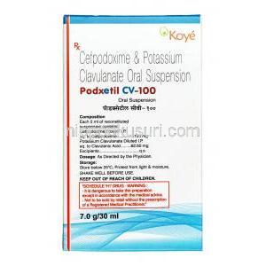 ポドキセチル CV 内服液,セフポドキシム100mg / クラブラン酸  31.25mg,  内服液 30ml, 箱情報