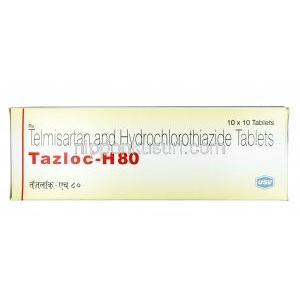 タズロック H, テルミサルタン 80 mg / ヒドロクロロチアジド 12.5mg, 錠剤, 箱表面