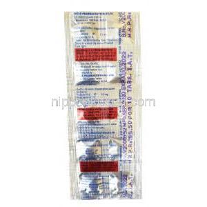 トランコドール DT-10, ハロペリドール 10mg,製造元： Intas Pharma, シート情報