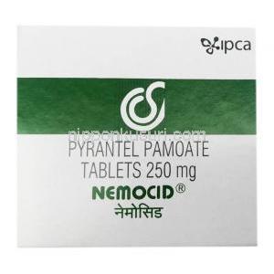 ネモシド, パモ酸ピランテル250mg,製造元： Ipca Laboratories, 箱表面