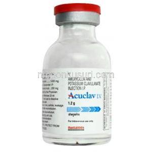 アキュクラフ 静脈注射,アモキシシリン 1000mg/ クラブラン酸 200mg, 製造元：Macleods Pharmaceuticals Pvt Ltd, バイアル