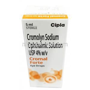 Cromal Forte Eye Drop, Sodium Cromoglycate 4% /Benzalkonium 0.01%, Eyedrop 5mL, Cipla, Box