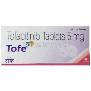 トフェ, トファシチニブ 5mg,製造元： Alkem Laboratories, 箱表面