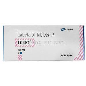 ロベット, ラベタロール 100mg, 製造元：Samarth, 箱表面