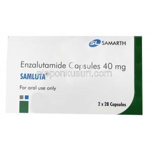 サムルタ, エンザルタミド 40mg, 28 カプセル, 製造元：Samarth Life Sciences Pvt Ltd, 箱表面