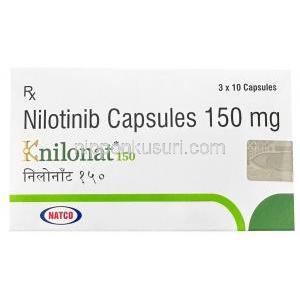 クニロナット 150,ニロチニブ 150mg, 製造元：Natco, 箱表面