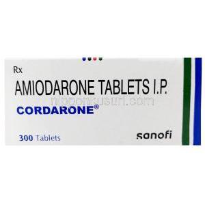 コルダロン, アミオダロン  100mg, 製造元：Sanofi India, 箱表面