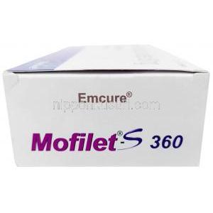 モフィレット S, ミコフェノール酸モフェチル 360 mg, 製造元：Emcure Pharma, 箱側面-2