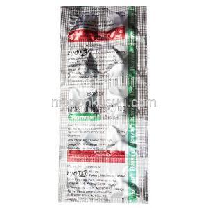 ホンバン, ホスフェストロール 120 mg, 5枚 X 10錠, 製造元：Zydus Cadila, シート情報, 成分（新包装）