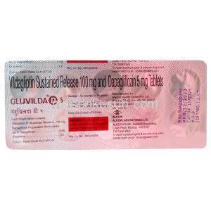 グルビルダ D, ダパグリフロジン 5mg/ビルダグリプチン 100mg, 10錠, 製造元：Alkem Laboratories Ltd, シート情報