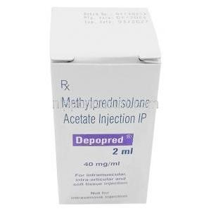 デポプレッド 注射, Methylprednisolone 40 mg,注射 2mL,製造元：Sun Pharmaceutical Industries, 箱表面