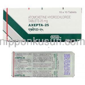 アゼプタ Axepta, ストラテラ ジェネリック, アトモキセチン 25mg 錠 (Intas)