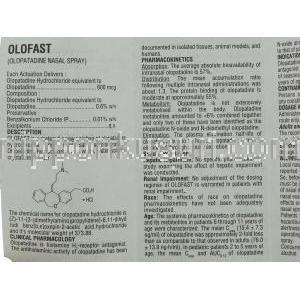 オロパタジン塩酸塩（パタネーゼジェネリック）, オロファーストOlofast 600mcg 点鼻薬 (Sun Pharma) 情