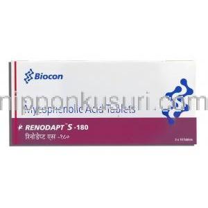 レノダプト-S Renodapt-S, セルセプト ジェネリック, ミコフェノール酸 180mg 錠 (Biocon) 箱